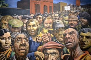 08 Manifestacion Painting By Antonio Berni A Scene Of Twisted Faces Protesting For Work And Bread MALBA Buenos Aires